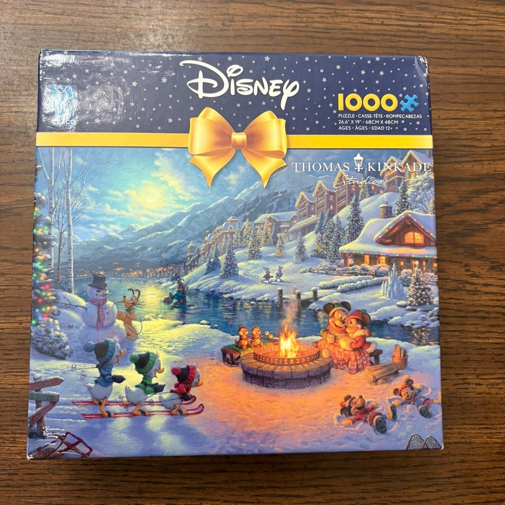 Disney Thomas Kinkade Mickey Minnie Christmas 1000 Piece Puzzle Sealed